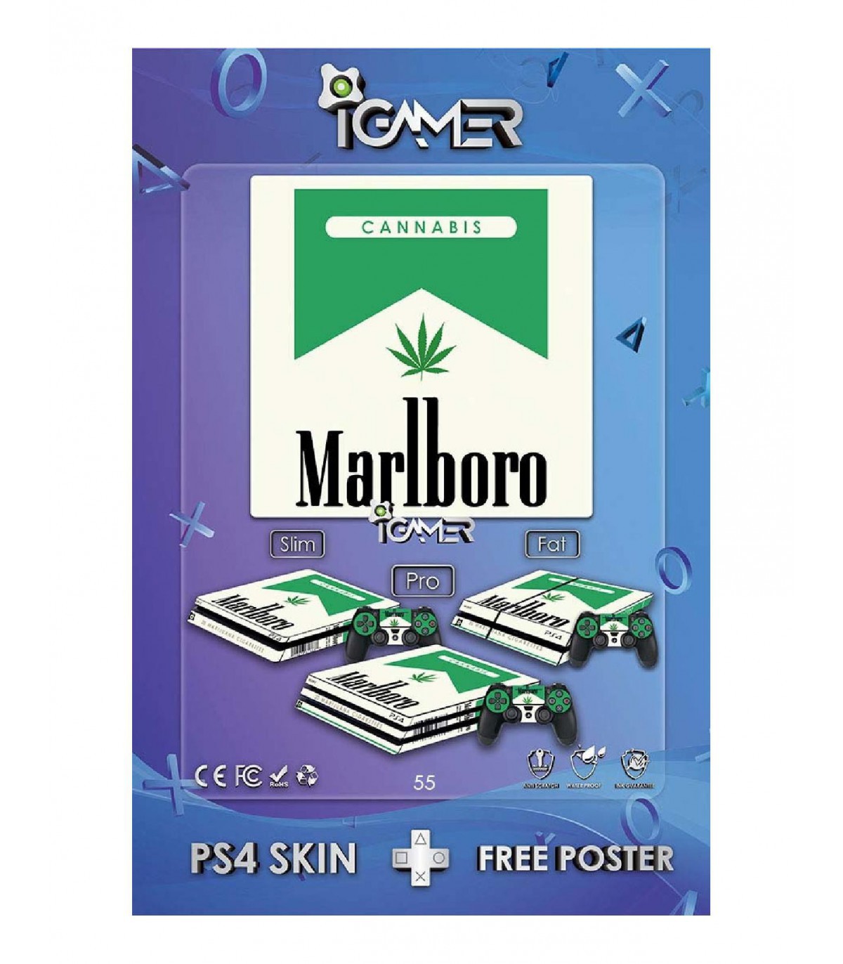 اسکین PS4 اسلیم طرح Marlboro Cannabis