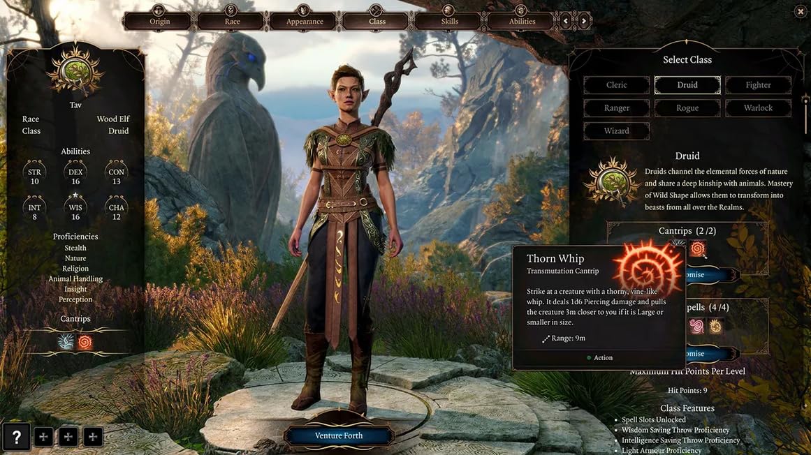 سیستم ساخت شخصیت و انتخاب کلاس دروید در بازی Baldur's Gate 3 PS5